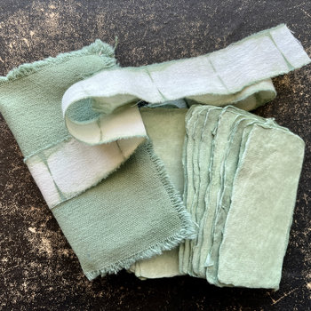 RESTOCKED: Paper Bundle with Canvas Wrap + Cotton Ribbon: Mulberry Green Small