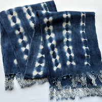 African Indigo Rustic Mudcloth Fabric/Scarf/Runner: Light