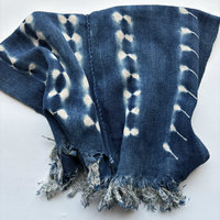 African Indigo Rustic Mudcloth Fabric/Scarf/Runner: Light