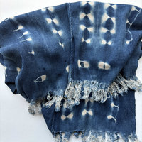 African Indigo Rustic Mudcloth Fabric/Scarf/Runner: Light