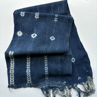 African Indigo Rustic Mudcloth Fabric/Scarf/Runner: Mid