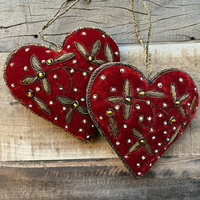 Red Velvet Embroidered Heart