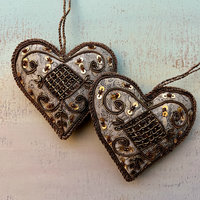 Taupe Embroidered Heart