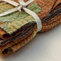 Kantha Stitch Large Scrap Bundle: Mandarin 3