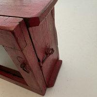 SOLD: Rustic Teak Wood Clock Box: Red Medium