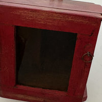 SOLD: Rustic Teak Wood Clock Box: Red Medium