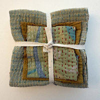 Kantha Stitch Large Scrap Bundle: Sagebrush