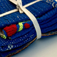 Kantha Stitch Large Scrap Bundle: The Blues