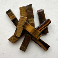 Long Slice Gemstone Tiger Eye Beads: Set of 12
