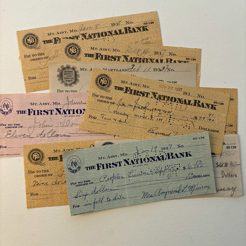 SOLD: Original Ephemera: 1923-1937 Check Set