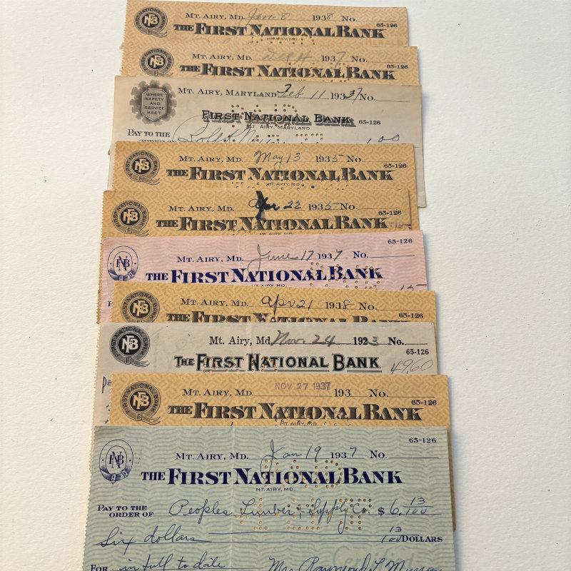 SOLD: Original Ephemera: 1923-1937 Check Set