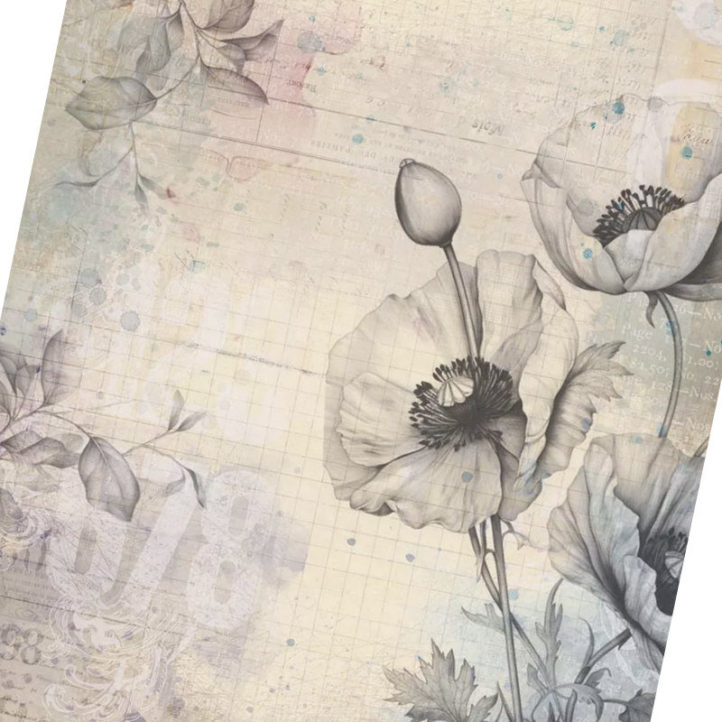 7 Dots Studio Rice Paper: Botanica Rice Poppies
