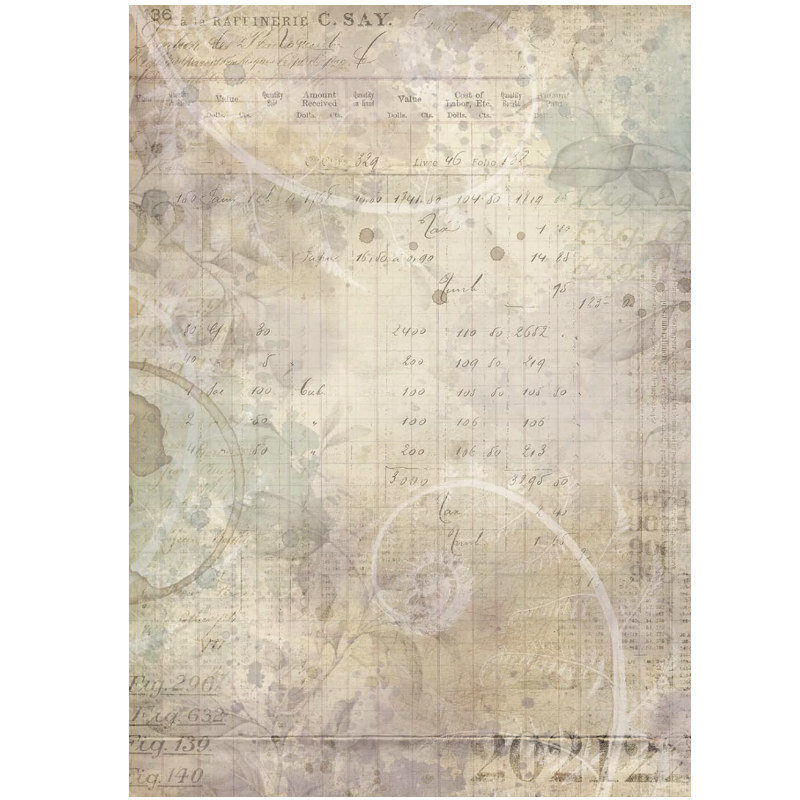 7 Dots Studio Rice Paper: Botanica Weathered Notes