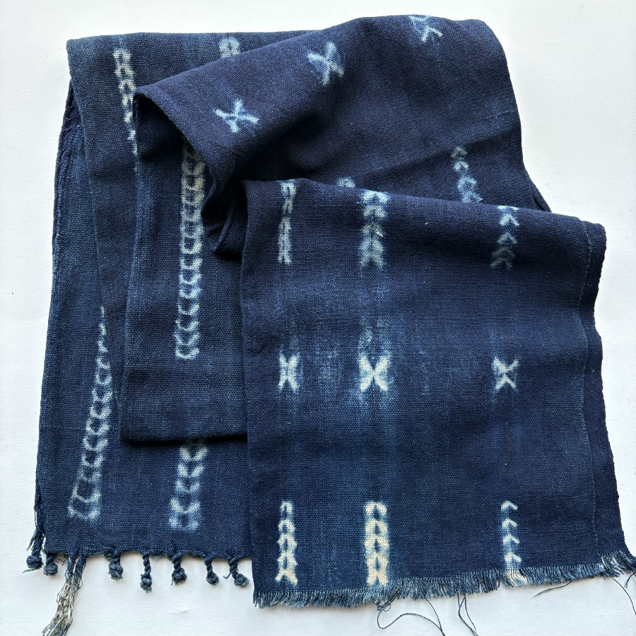 African Indigo Rustic Cloth/Scarf/Runner: Dark