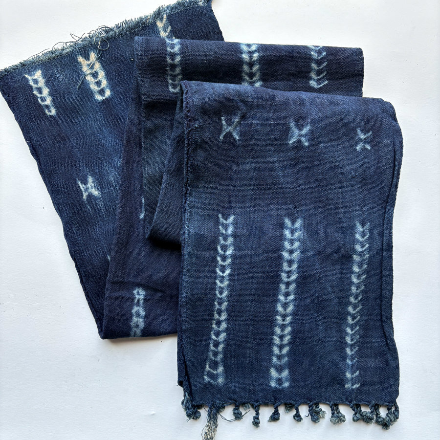 African Indigo Rustic Cloth/Scarf/Runner: Dark