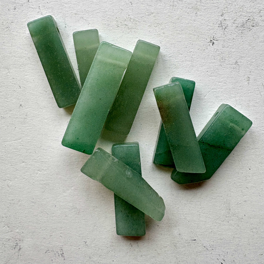Long Slice Gemstone Aventurine Beads: Set of 12