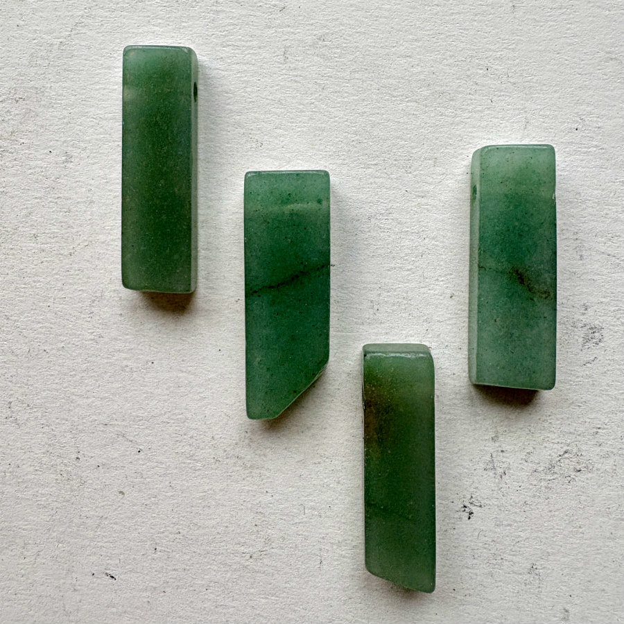 Long Slice Gemstone Aventurine Beads: Set of 12