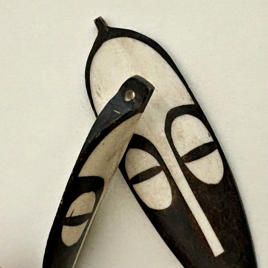 Kenyan Batik Bone Pendant: Elongated African Mask 