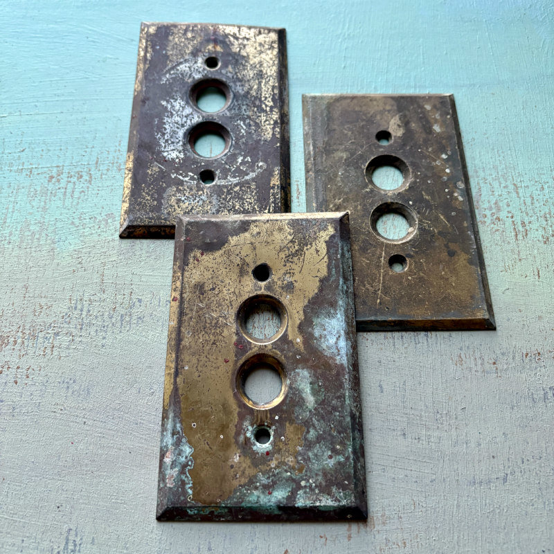 SOLD: Vintage Brass Switch Covers Trio