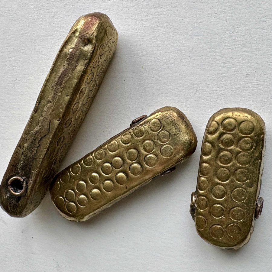 African Debossed-Metal Hollow Pendants: Trio 1