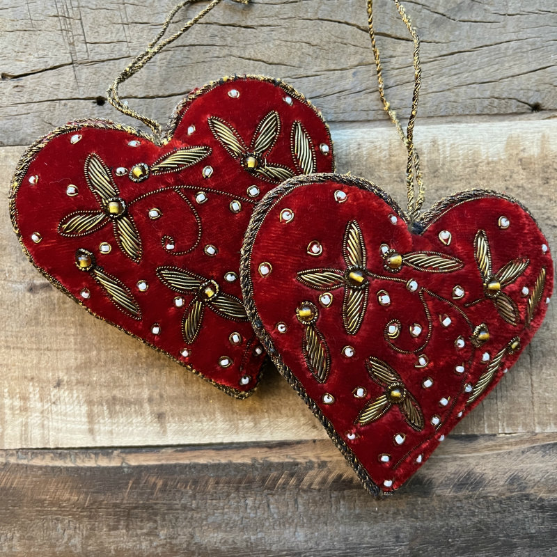 Red Velvet Embroidered Heart
