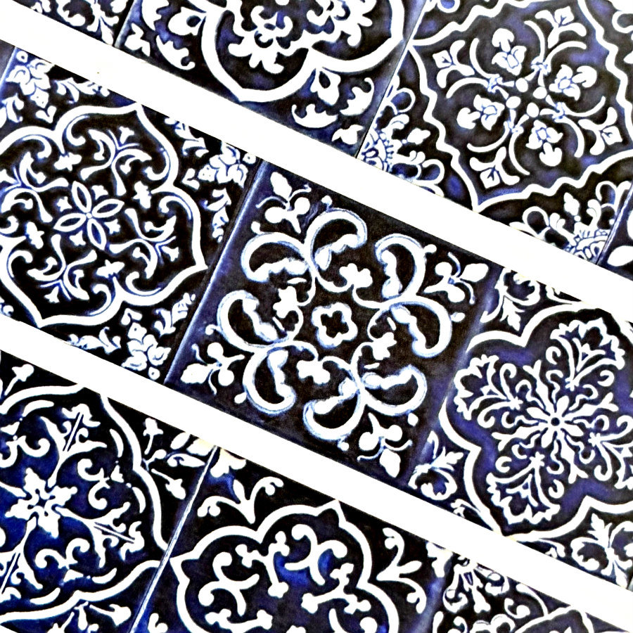 CoraCreaCrafts Washi Tape: Blue Tiles
