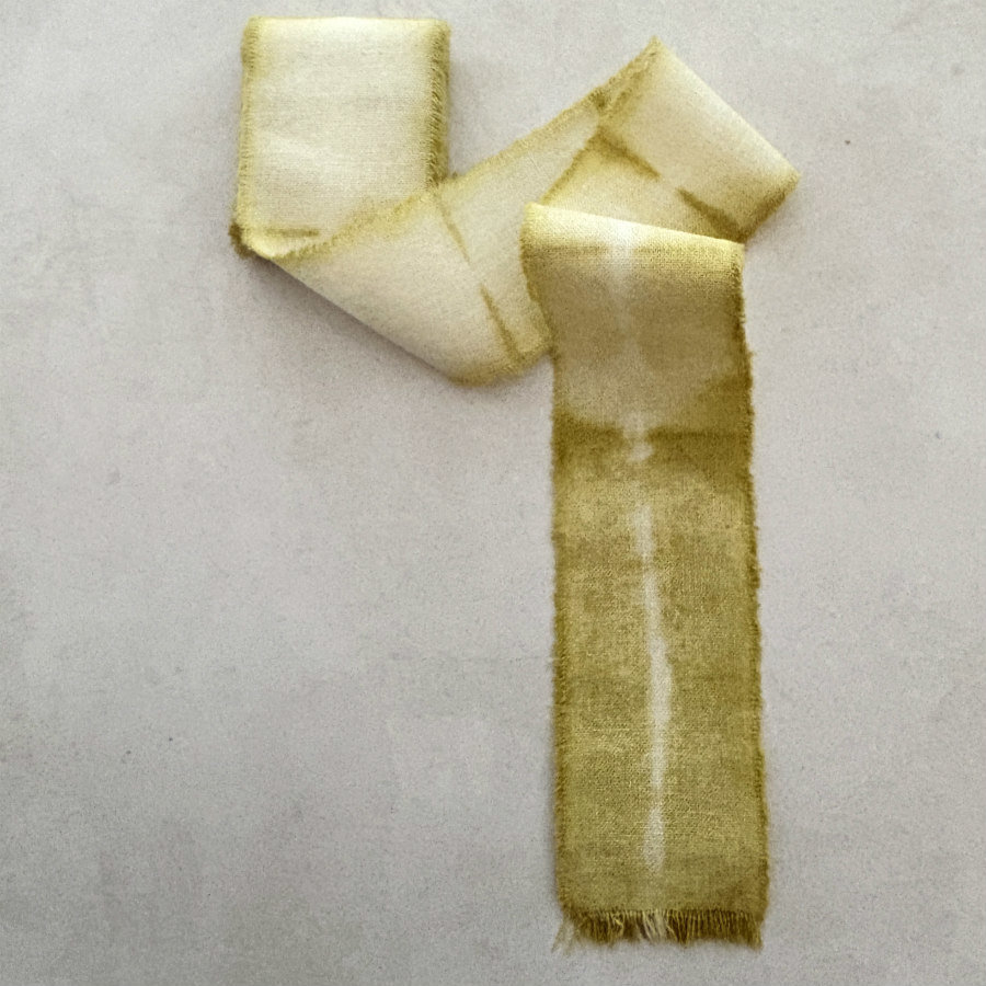 Natural Tie Dyed Cotton Ribbon Set: Moss