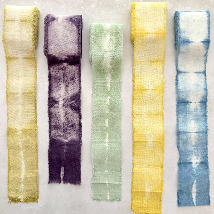 Natural Tie Dyed Cotton Ribbon Set: Multi-Color