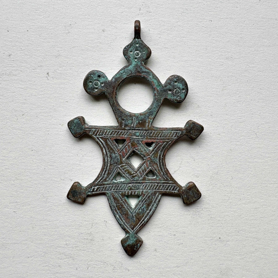 Tuareg Copper Cross Patinaed Pendant 