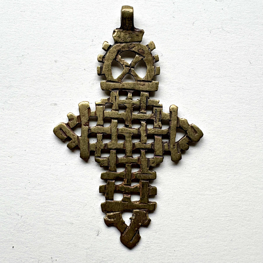 Ethiopian Brass Coptic Cross Pendant