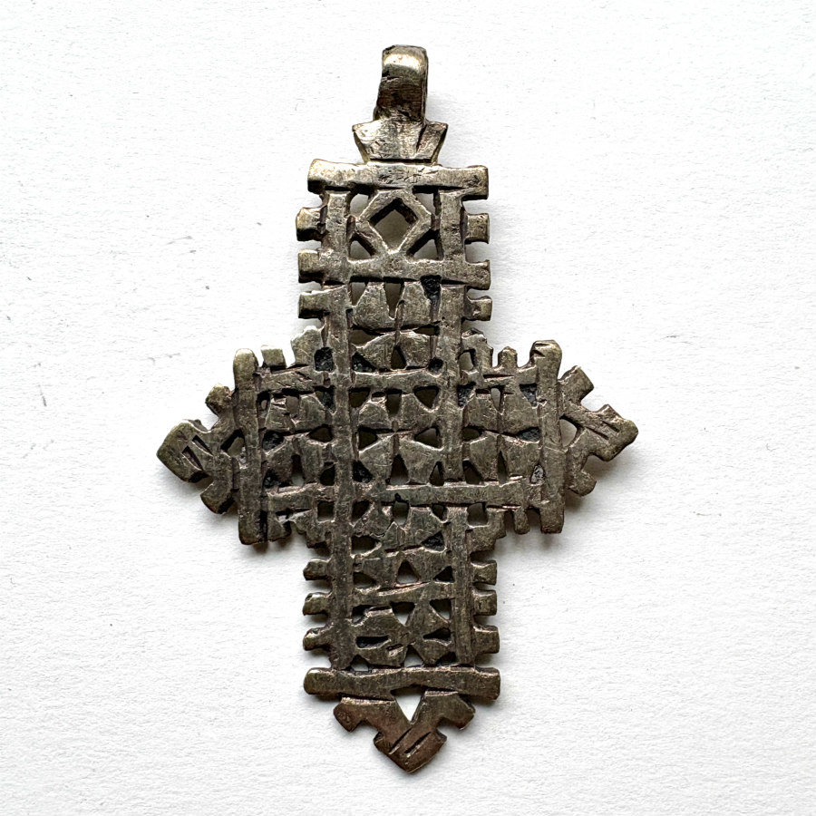 Ethiopian Silver Metal Coptic Cross Pendant