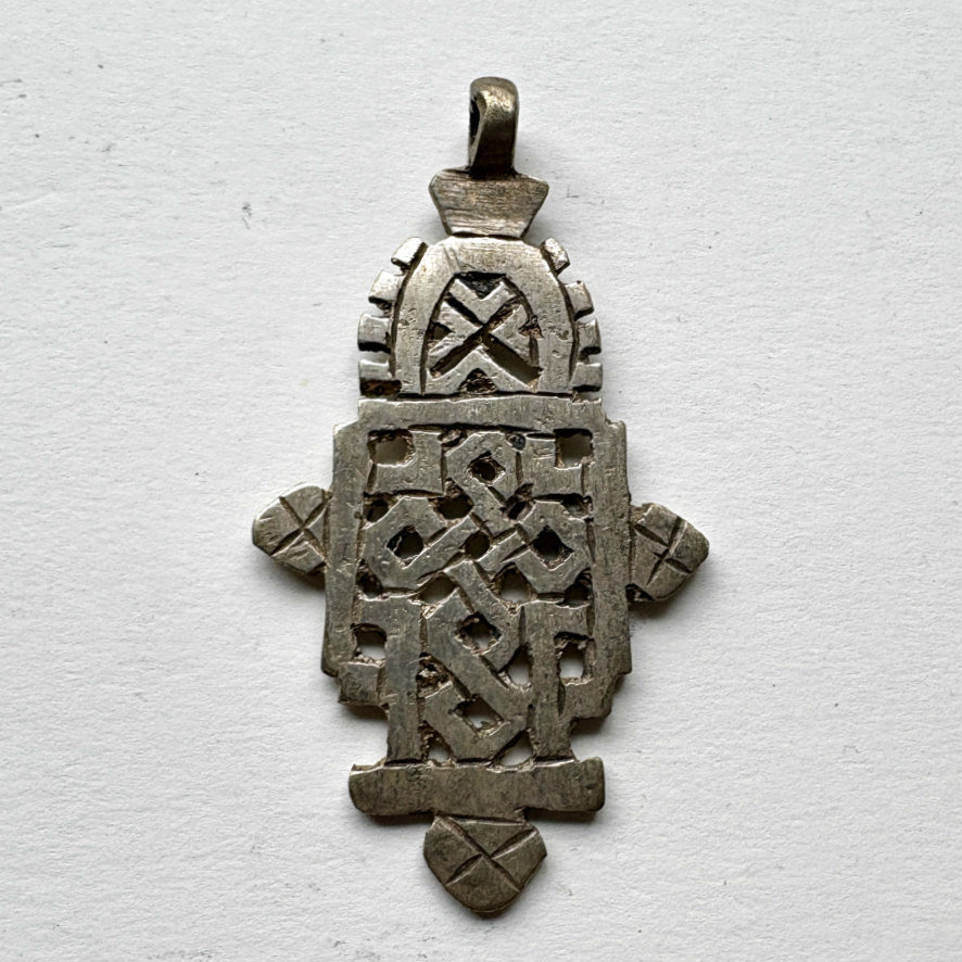 Ethiopian Silver Metal Coptic Cross Pendant