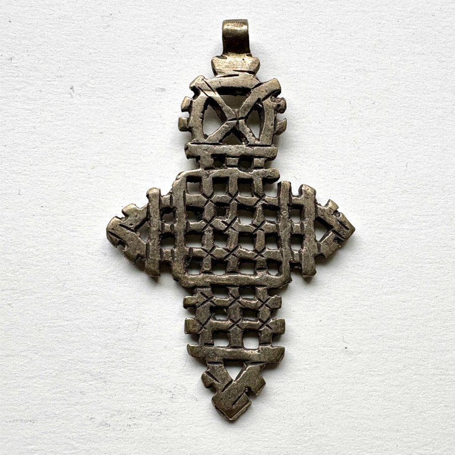 Ethiopian Silver Metal Coptic Cross Pendant
