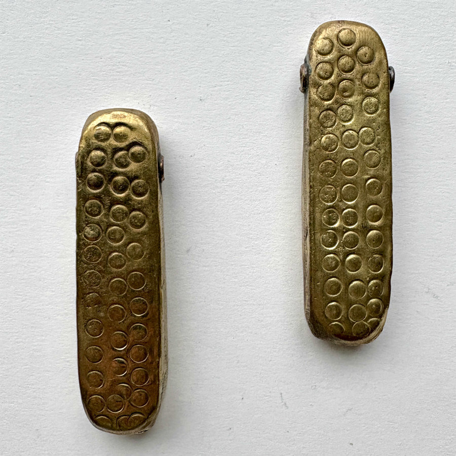 African Debossed-Metal Hollow Pendants: Large Set of 2