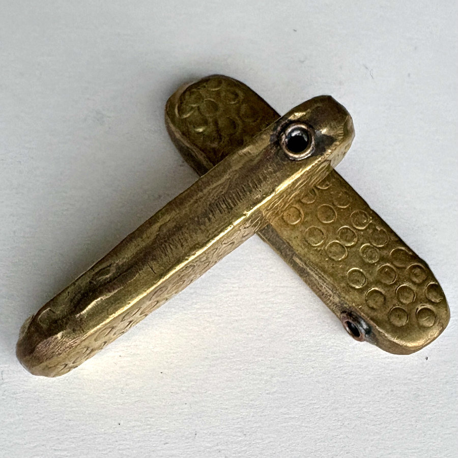 African Debossed-Metal Hollow Pendants: Large Set of 2