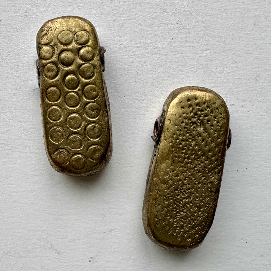 African Debossed-Metal Hollow Pendants: Small Set of 2