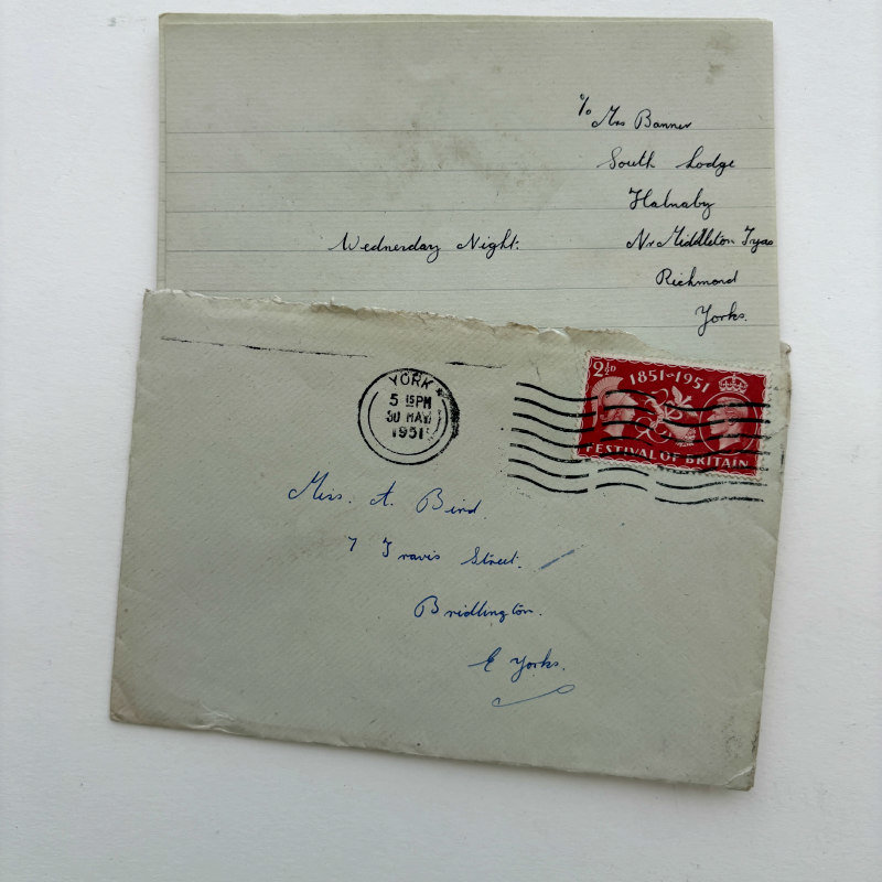 SOLD: Original Ephemera: 1951 Letter and Envie