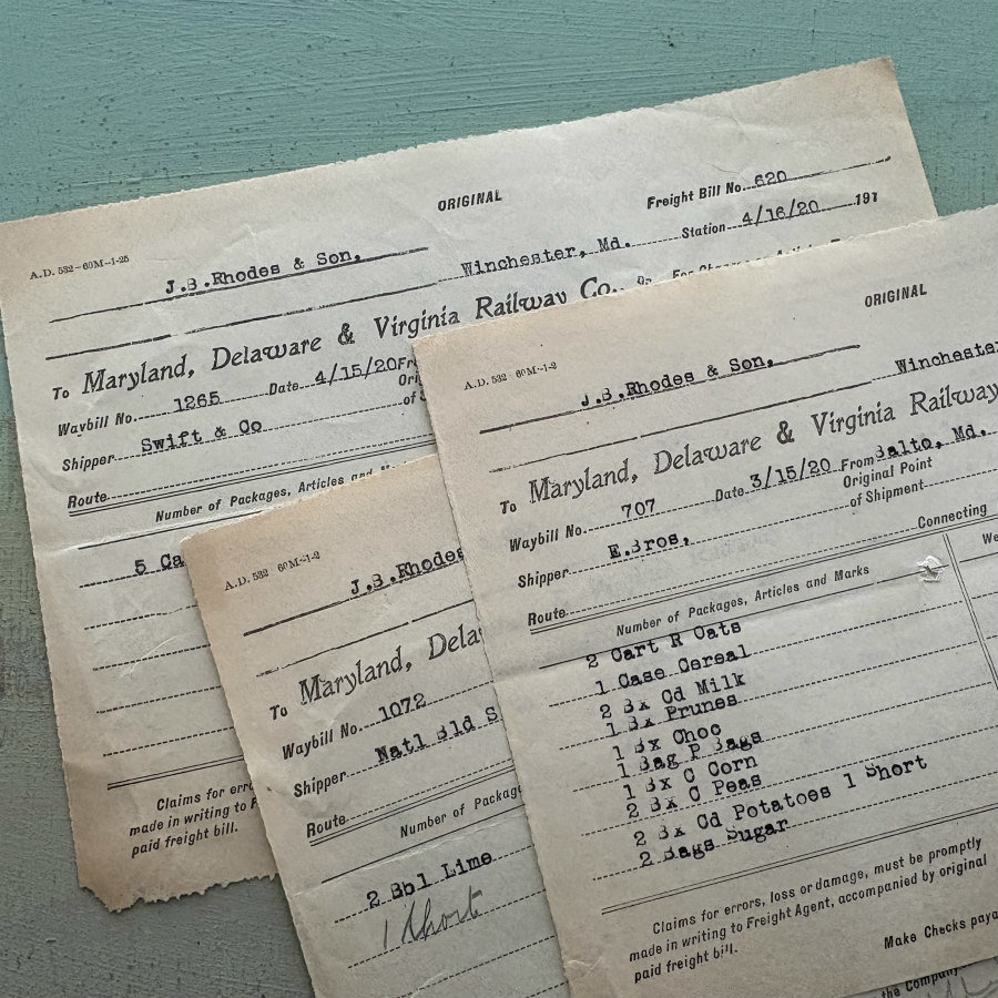 Original Ephemera: 1920 Railway Co. Freight Bill Set of 3