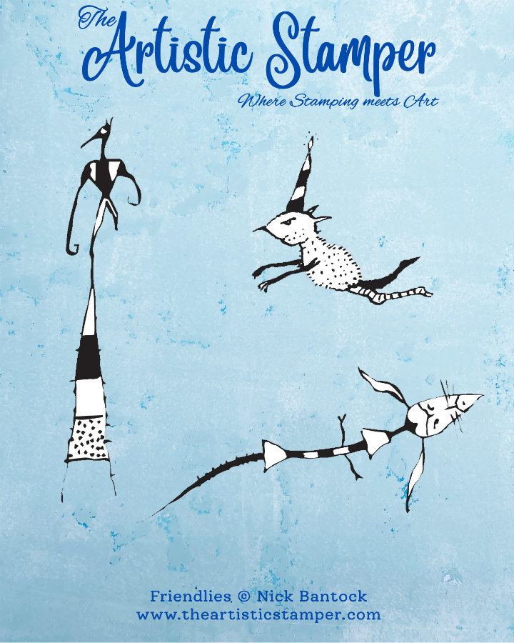 Nick Bantock Cling Rubber Stamp Set: Friendlies