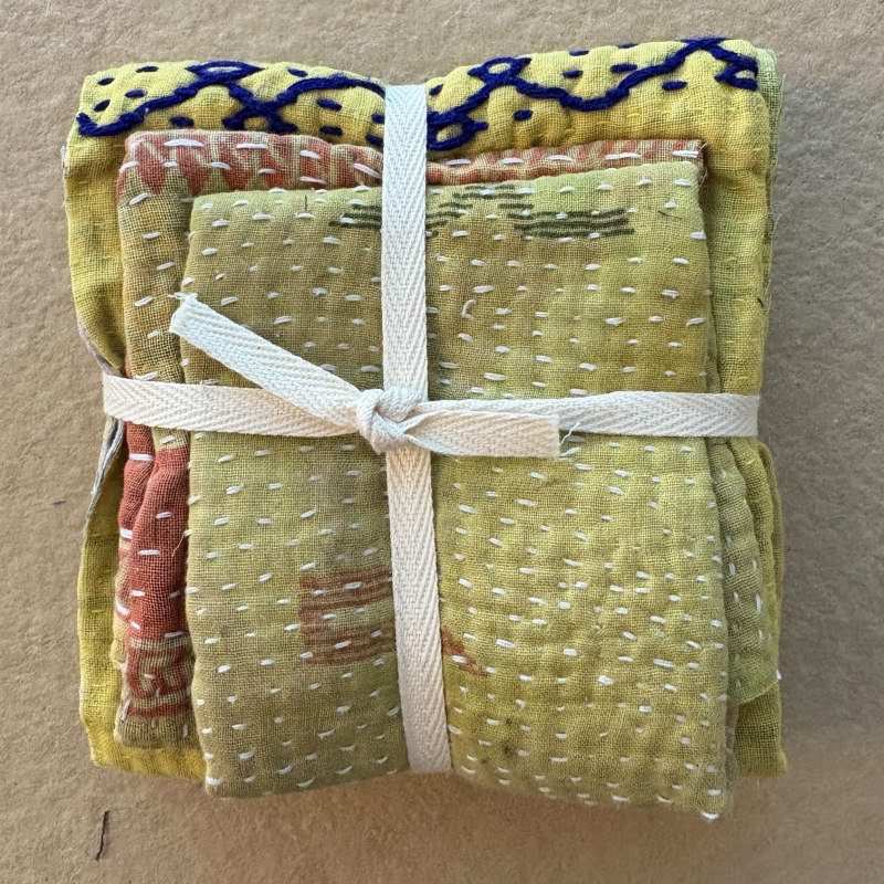 Kantha Stitch Large Scrap Bundle: Harvest 1