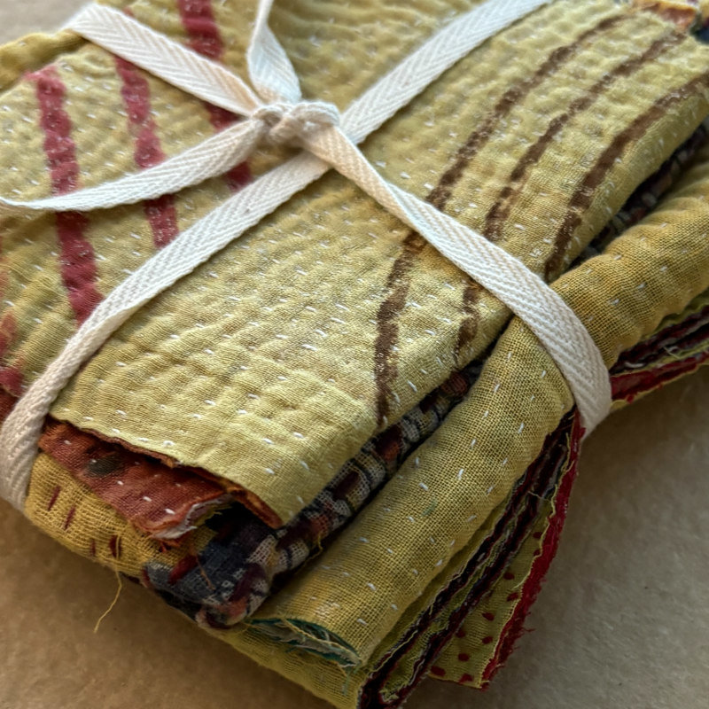 Kantha Stitch Large Scrap Bundle: Harvest 3