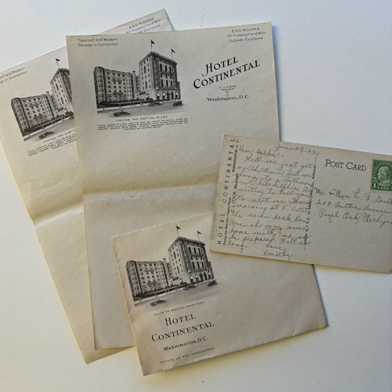 SOLD: Original Ephemera: 1930s Hotel Continental