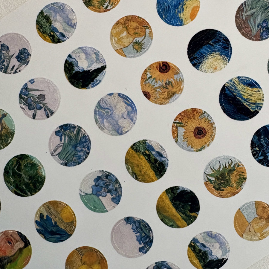 Savannah Scribbles Circle Stickers: Van Gogh