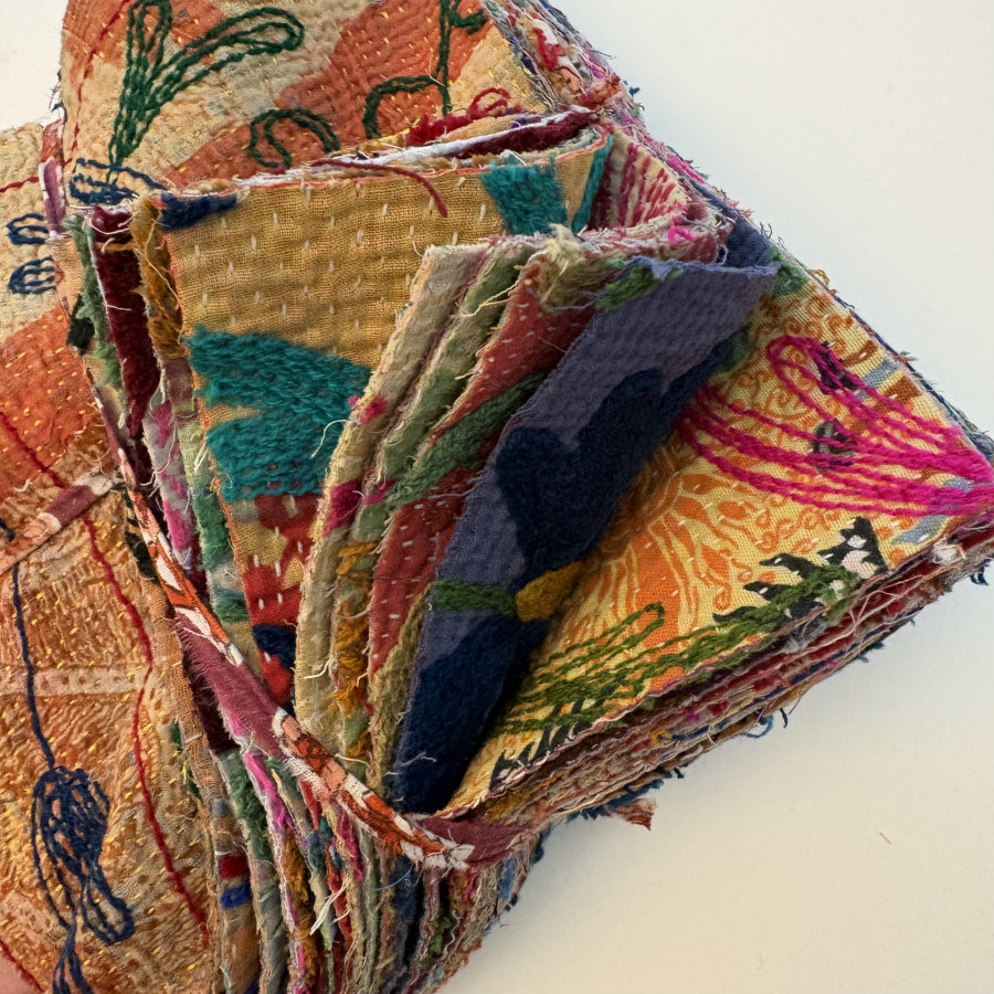 NEW: Hand Stitched & Embroidered Kantha Bundle: Large 6