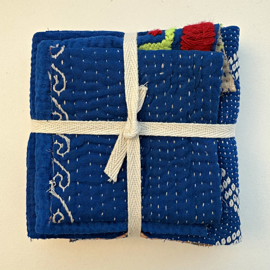 Kantha Stitch Large Scrap Bundle: The Blues