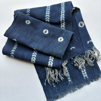 African Indigo Rustic Mudcloth Fabric/Scarf/Runner: Mid