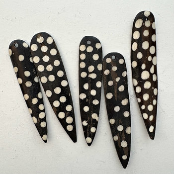 SOLD: Kenyan Batik Bone Pendant: Dots Spear