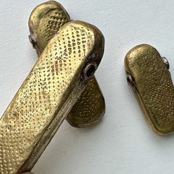 African Debossed-Metal Hollow Pendants: Trio 2