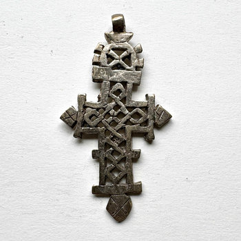 Ethiopian Silver Metal Coptic Cross Pendant