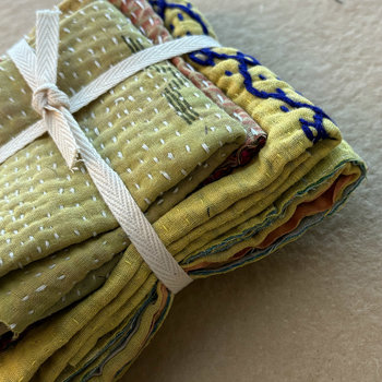 Kantha Stitch Large Scrap Bundle: Harvest 1